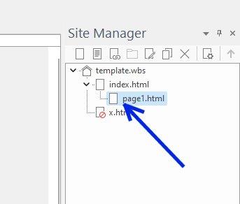 Site Manager showing which page you are on