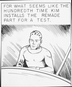 For what seems like the hundredth time Kim installs the remade part for a test.