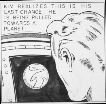 Kim realizes this is his last chance.  He is being pulled towards a planet.
